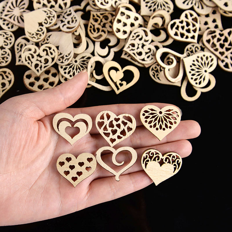 50/100pcs Hollowed Heart Patte - Oud Wood Chip review and price