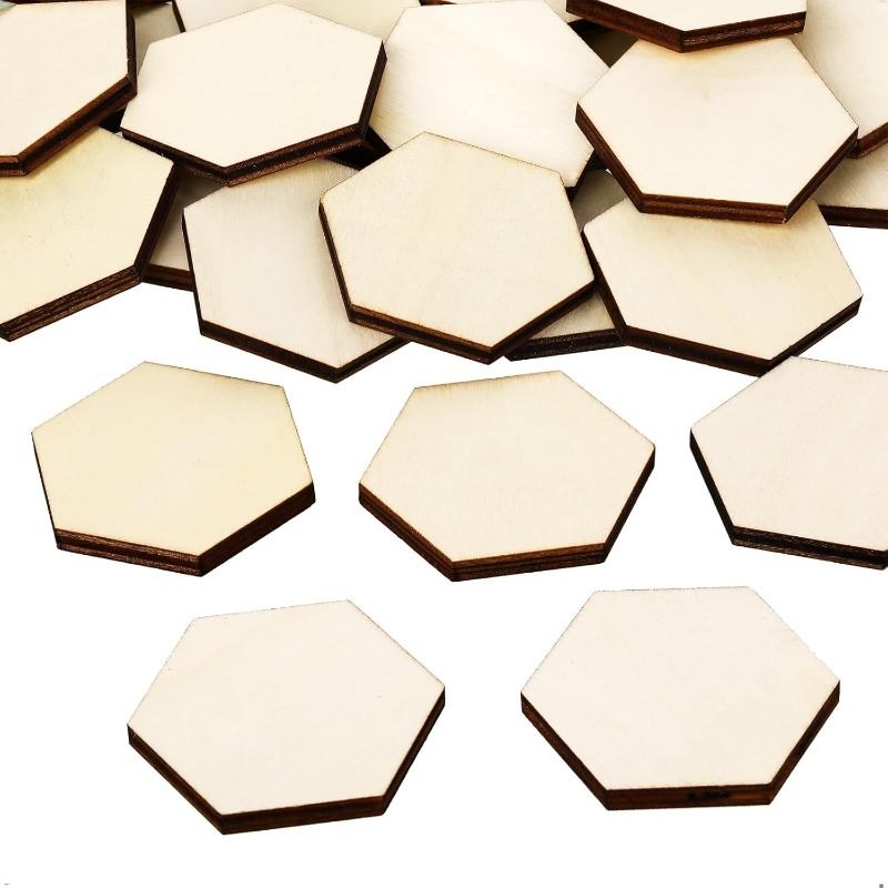 50PCS 4CM Unfinished Wood Hexa - Oud Wood Chip review and price