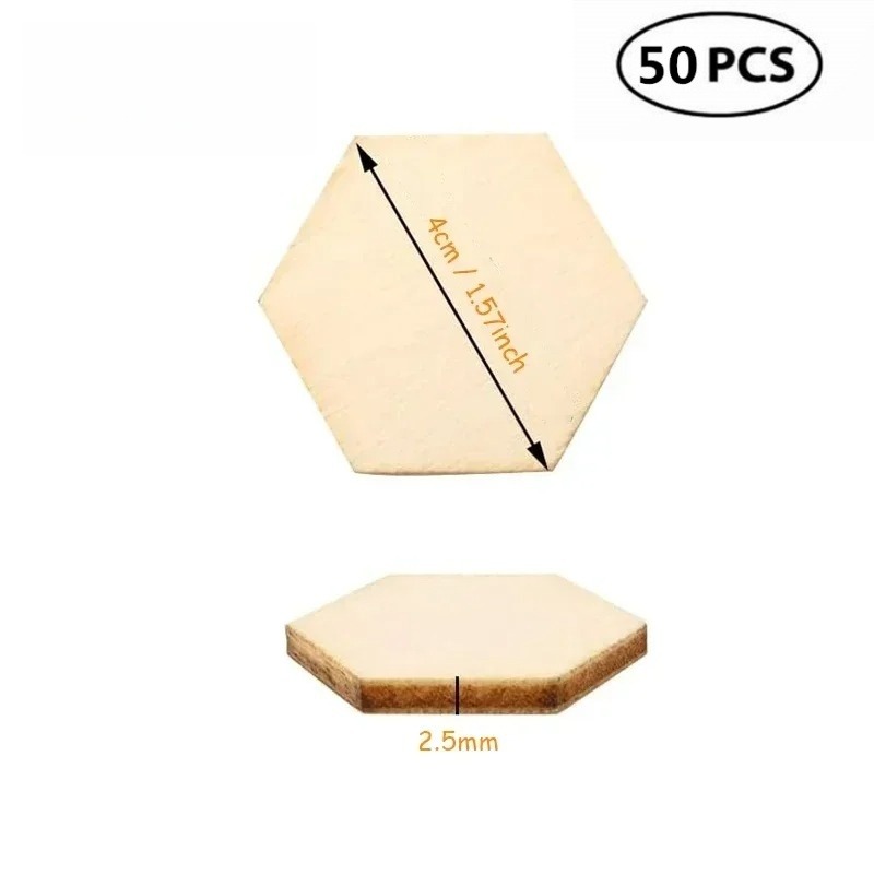 50PCS 4CM Unfinished Wood Hexa - Oud Wood Chip review and price