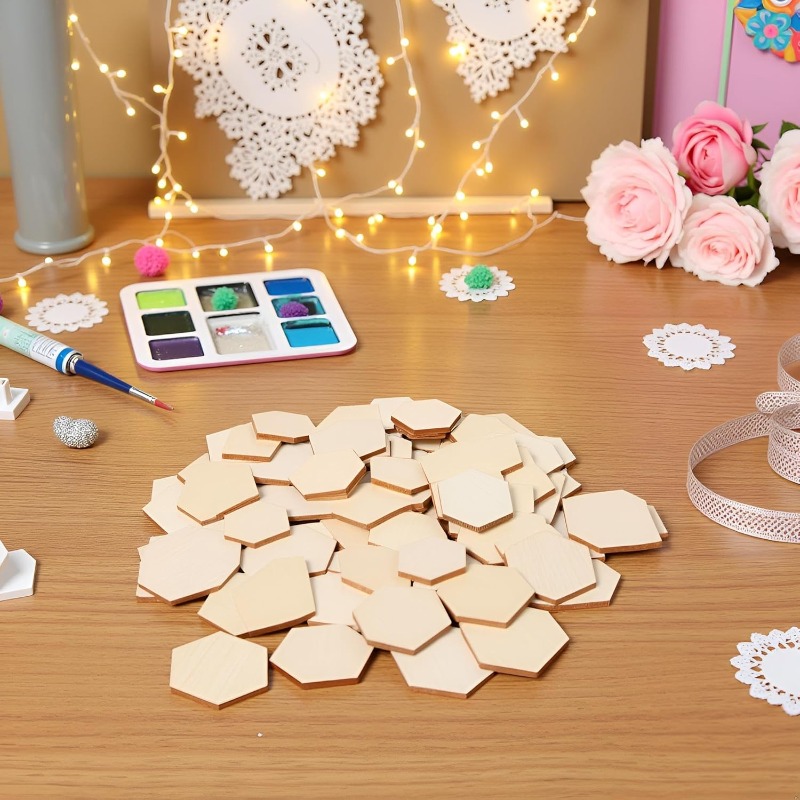 50PCS 4CM Unfinished Wood Hexa - Oud Wood Chip review and price